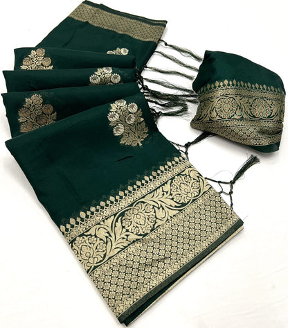 Green Khadi Georgette Readymade/Easy Saree