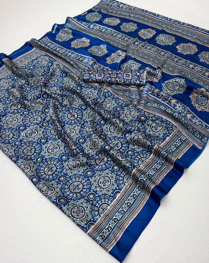 Royal Blue Modal Silk Ready To Wear/Easy Saree by Stylebypanaash