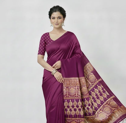 Magenta Crepe Silk Readymade/Easy Saree