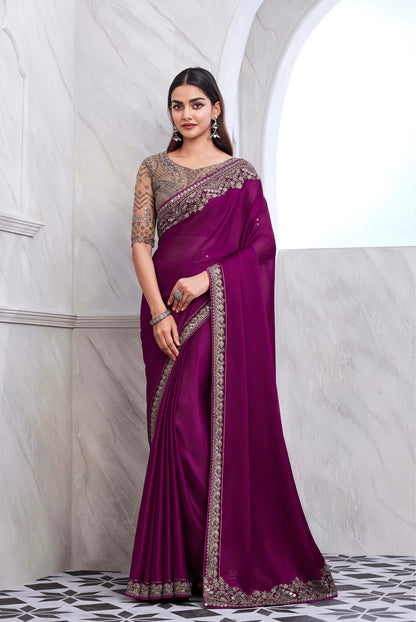 Magenta Color Cocktail Readymade Saree