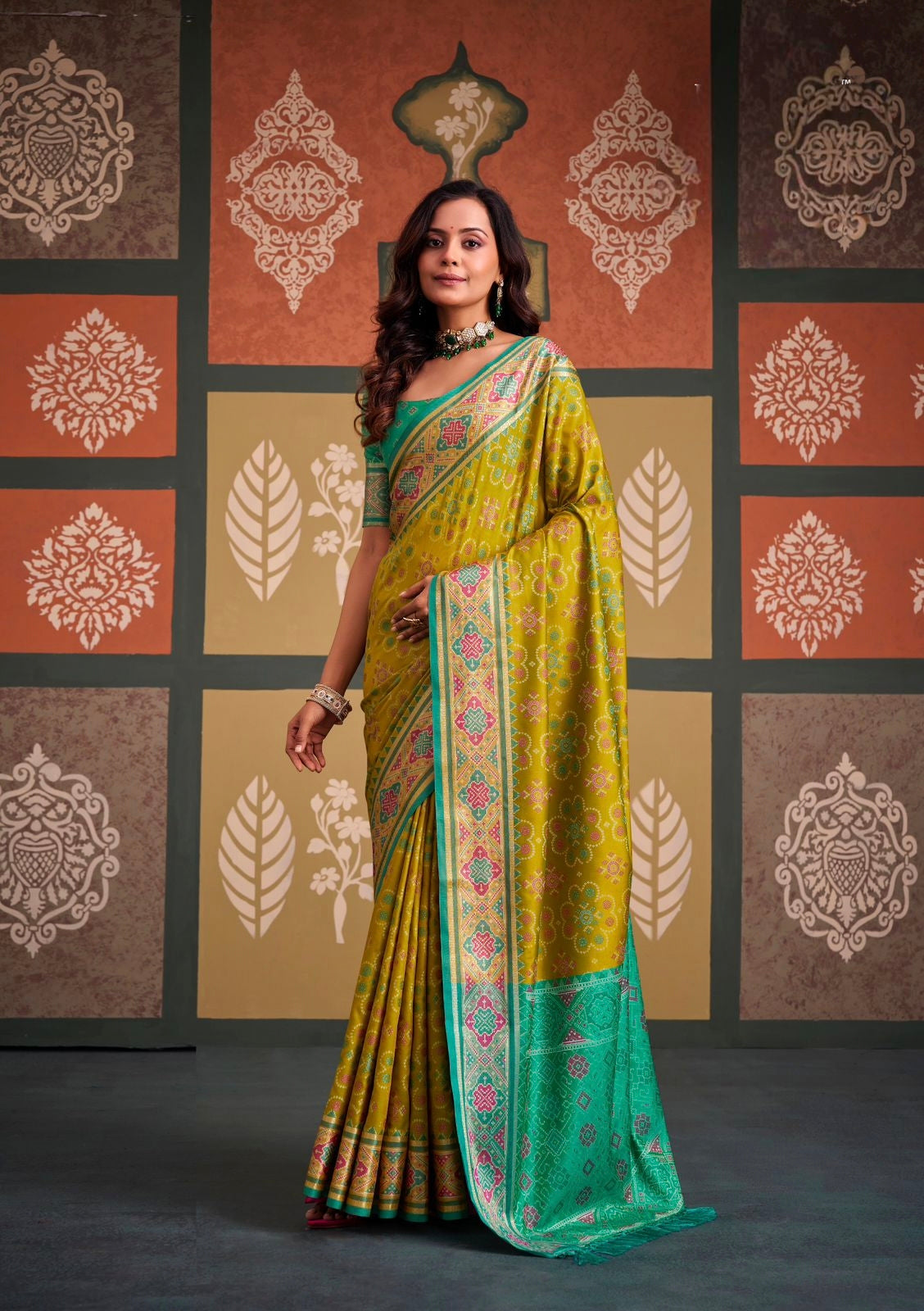 Mustard Patola Ready To Wear/Easy Saree - Panaash Saree