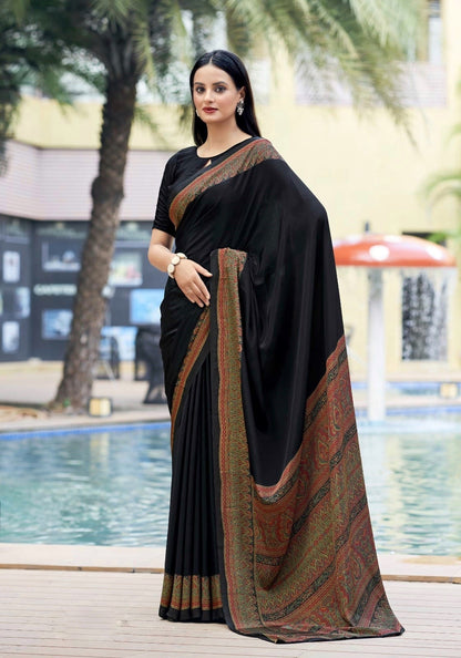 Casual Black Readymade Saree