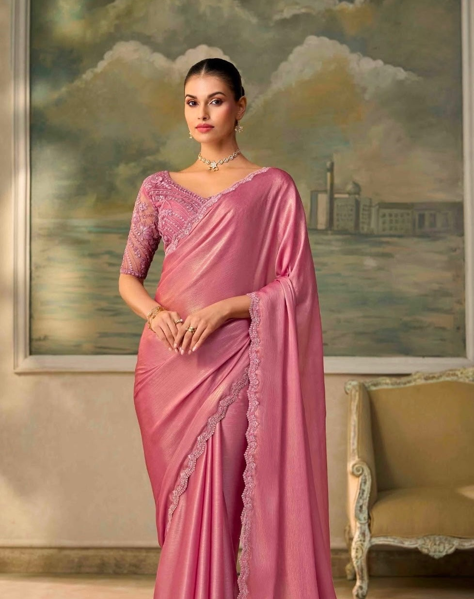 Pink Cocktail Ready To Wear/Easy Saree by Stylebypanaash 