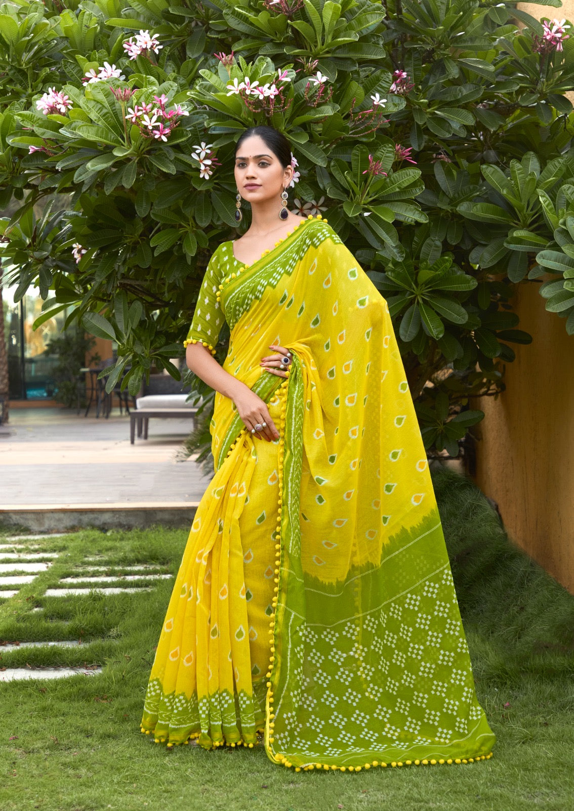 Yellow Color Mul Mul Cotton Easy/Readymade Saree