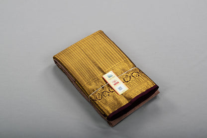 Dusty Mauve Handmade Kanchipuram Pure Silk Custom Sized Ready To Wear Saree - Panaash Saree