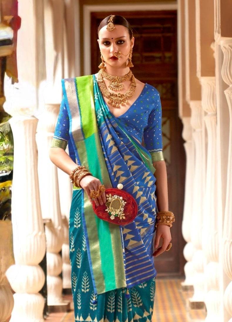 Turquoise Patola Silk Readymade/Easy Saree