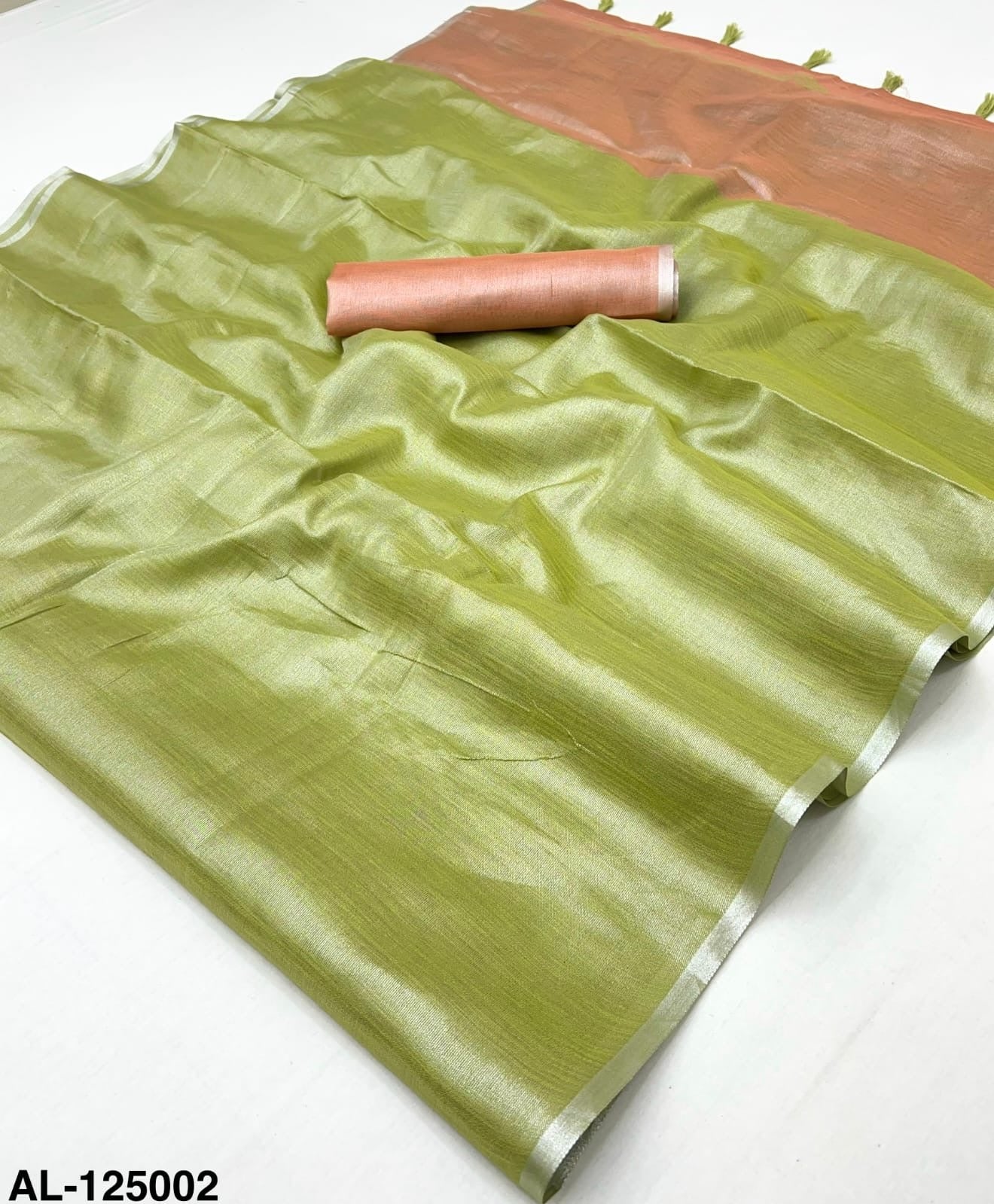 Pastel Green Tissue Silk Ready To Wear/Easy Saree