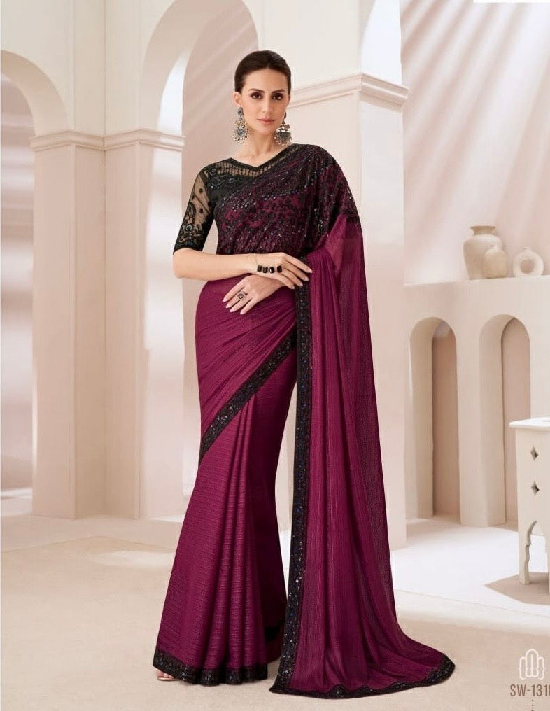 Magenta Cocktail Readymade Saree