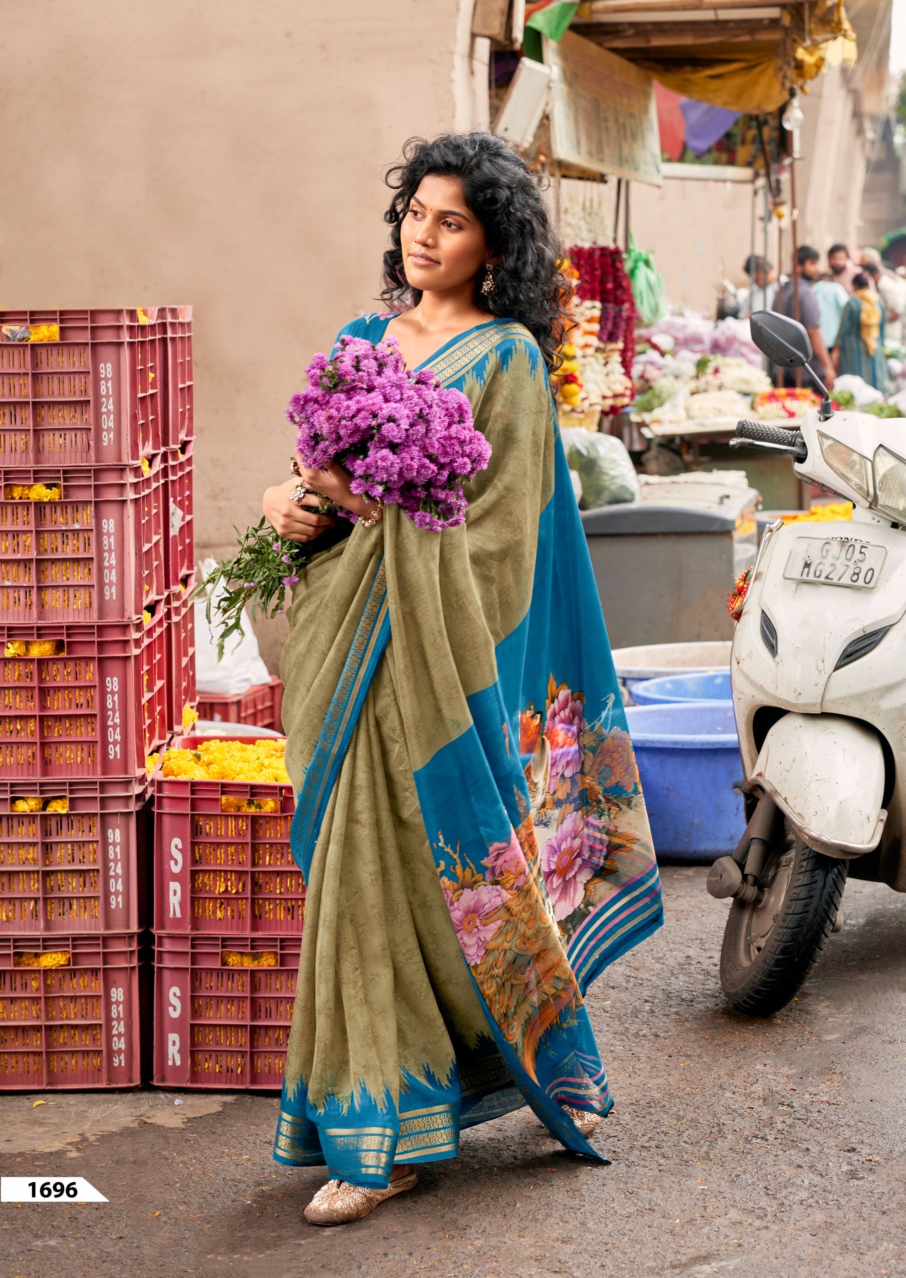 Sage Green Cotton Ready To Wear/Easy Saree by Stylebypanaash  