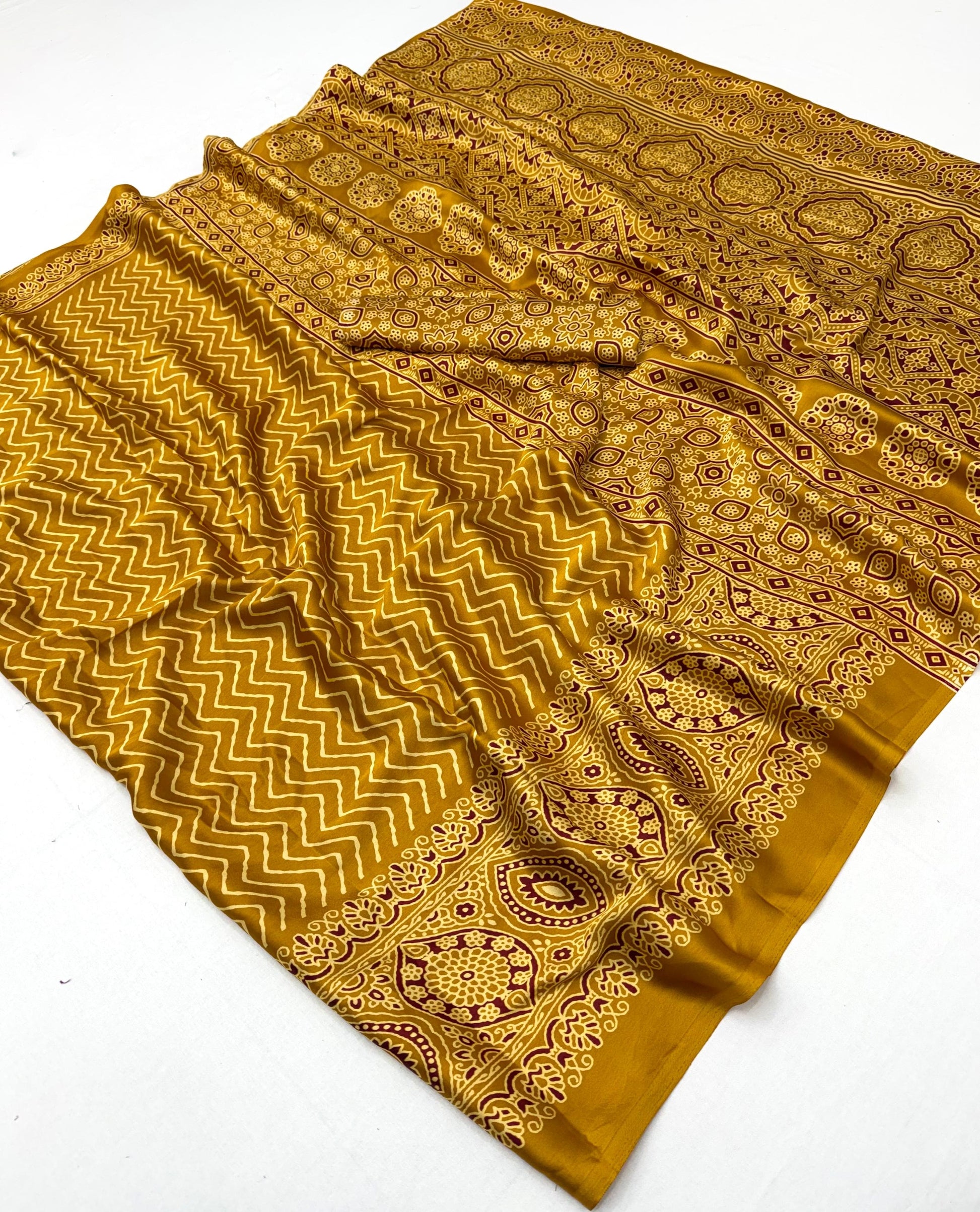 Yellow Modal Satin Office Wear Ready To Wear/Easy Saree - Panaash Saree