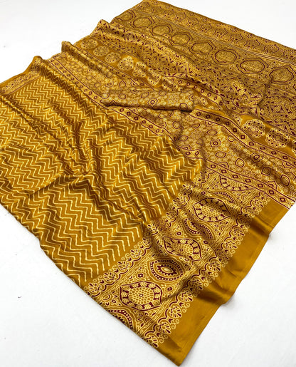 Yellow Modal Satin Office Wear Ready To Wear/Easy Saree - Panaash Saree