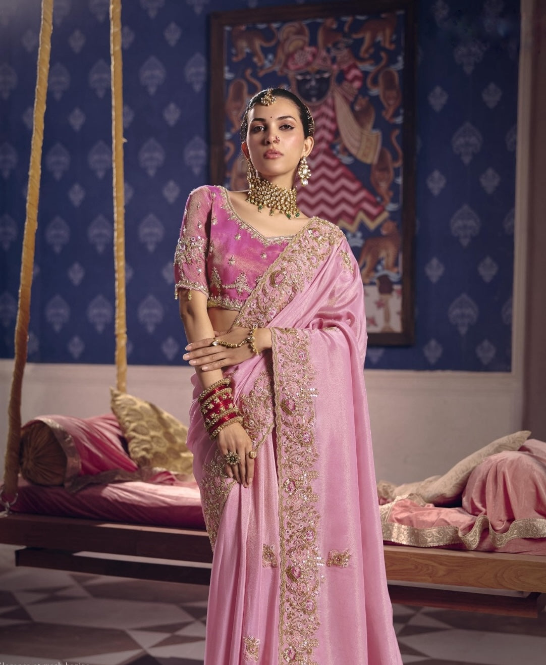 Pink Designer Silk Ready To Wear/Easy Saree by Stylebypanaash