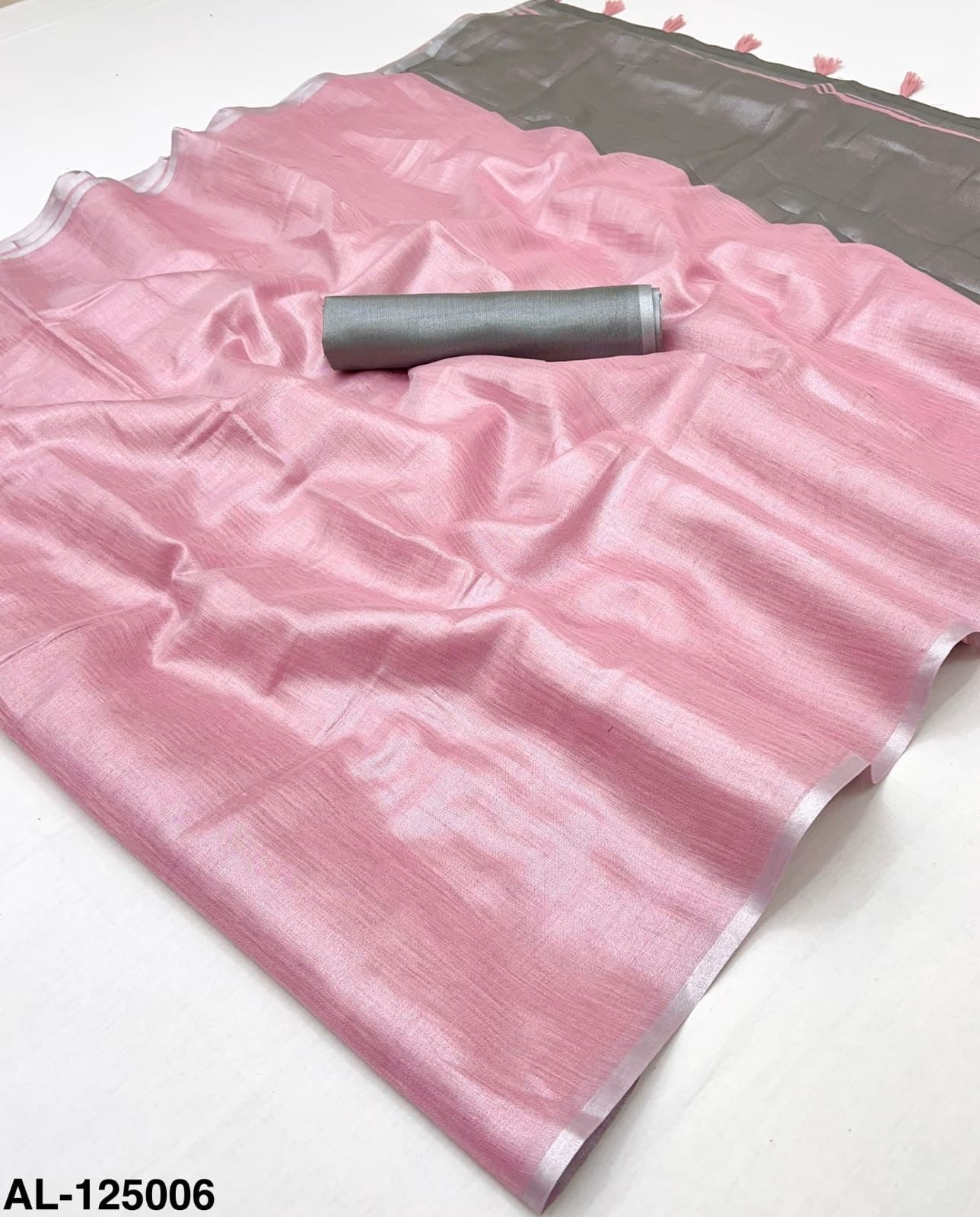 Pink Tissue Silk Ready To Wear/Easy Saree