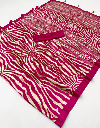 Pink Crepe Silk Ready To Wear/Easy Saree