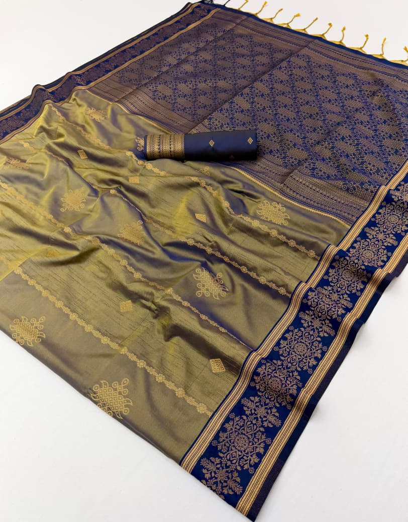 Metallic Taupe Kanjivaram Silk Ready To Wear/Easy Saree - Panaash Saree