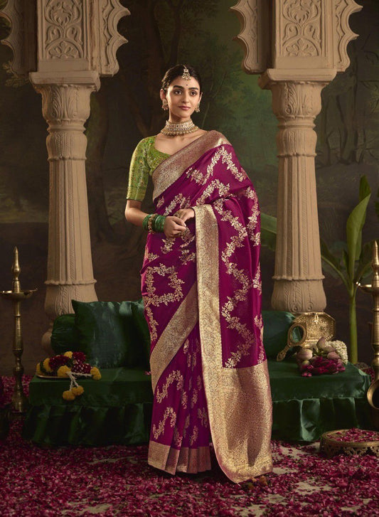 Maroon Color Designer Silk Readymade/Easy Saree