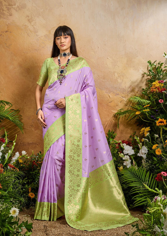 Lavender Kanjivaram Silk Readymade/Easy Saree