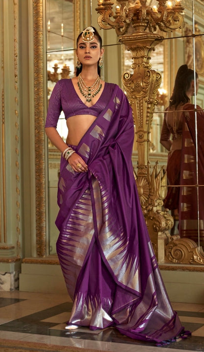 Purple Kanjivaram Silk Readymade/Easy Saree