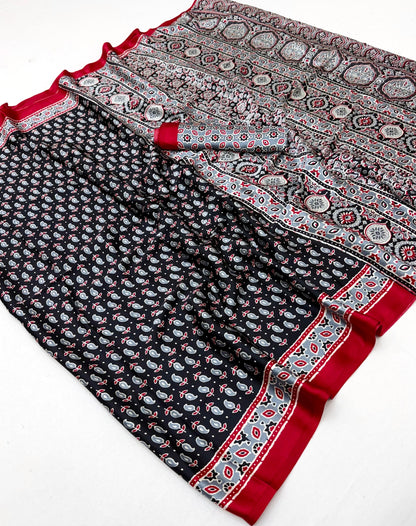 Black Modal Satin Office Wear Ready To Wear/Easy Saree - Panaash Saree