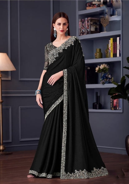 Black Cocktail Ready To Wear/Easy Saree by StylebyPanaash