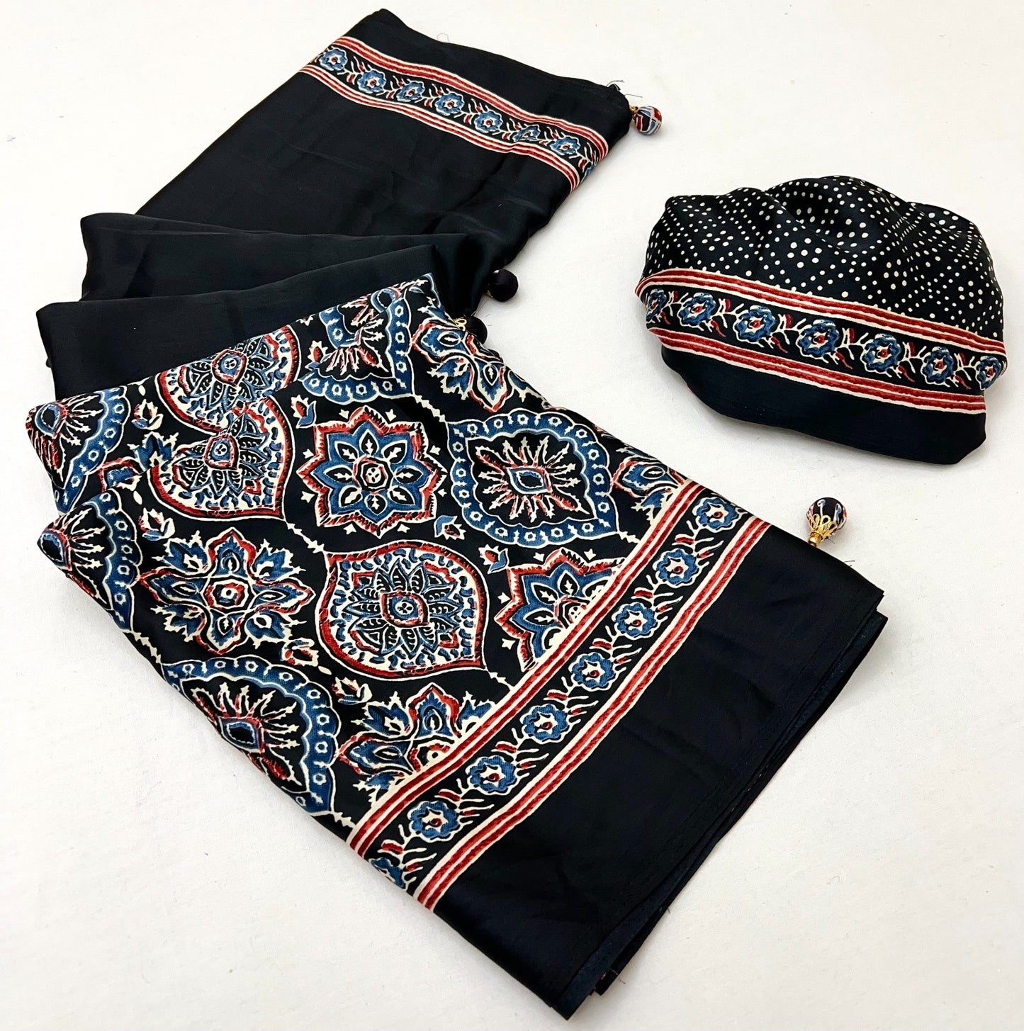 Black Crepe Silk Office wear Readymade/Easy Saree