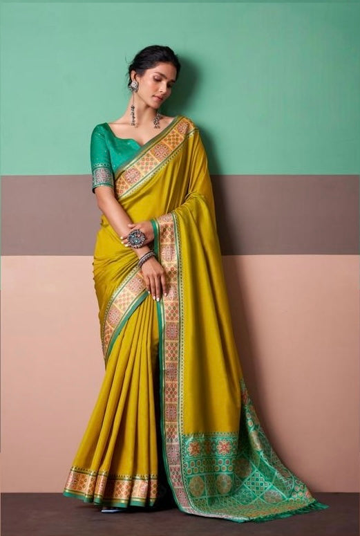 Lime Yellow Soft Silk Ready To Wear/Easy Saree - Panaash Saree
