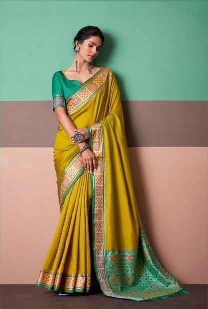 Lime Yellow Soft Silk Ready To Wear/Easy Saree - Panaash Saree