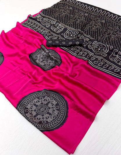 Pink Modal Silk Ready To Wear/Easy Saree by Stylebypanaash