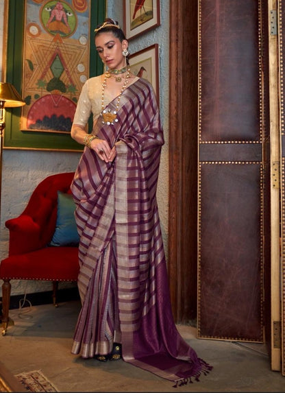 Maroon Banarasi Silk Readymade/Easy Saree
