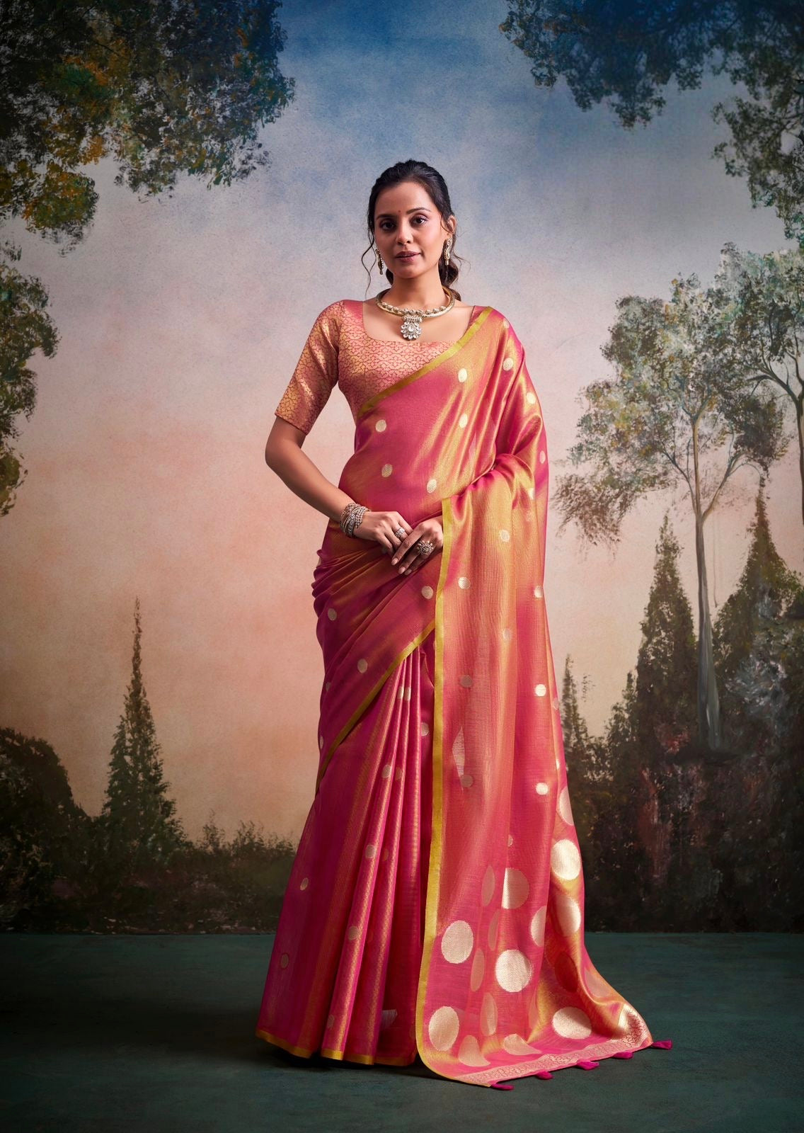 Steel Grey Tissue Silk Normal Drape Saree - Panaash Saree