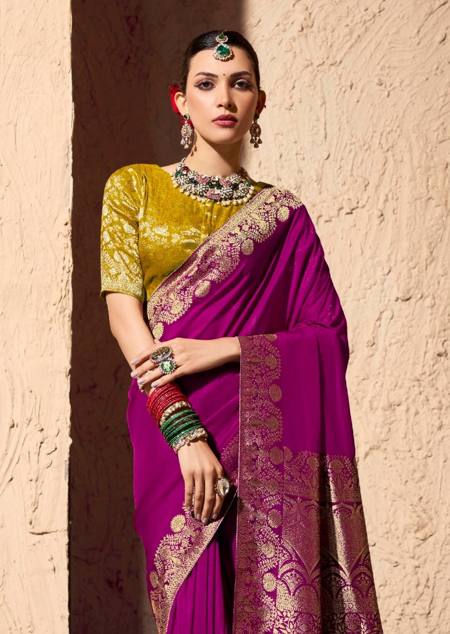 Magenta Designer Silk Readymade/Easy Saree