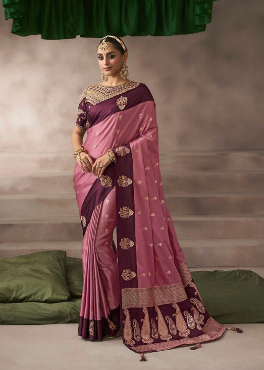 Mauve Color Designer Kanjivaram Readymade/Easy Saree