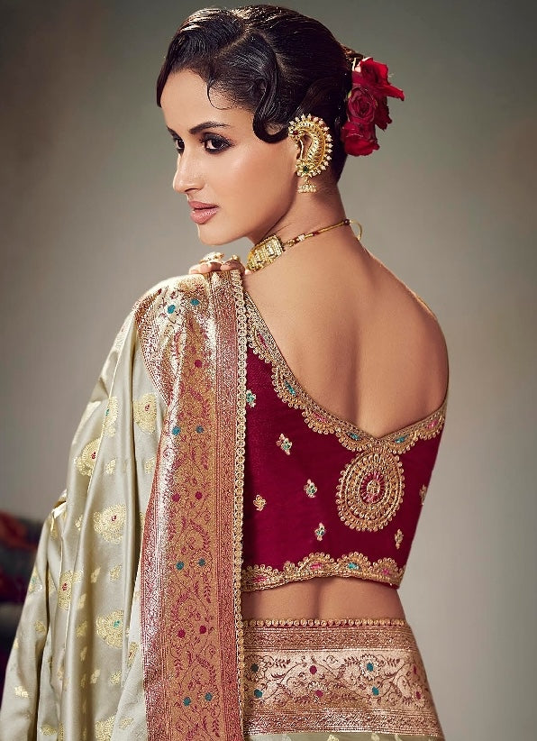Golden Color Designer Kanjivaram Readymade/Easy Saree