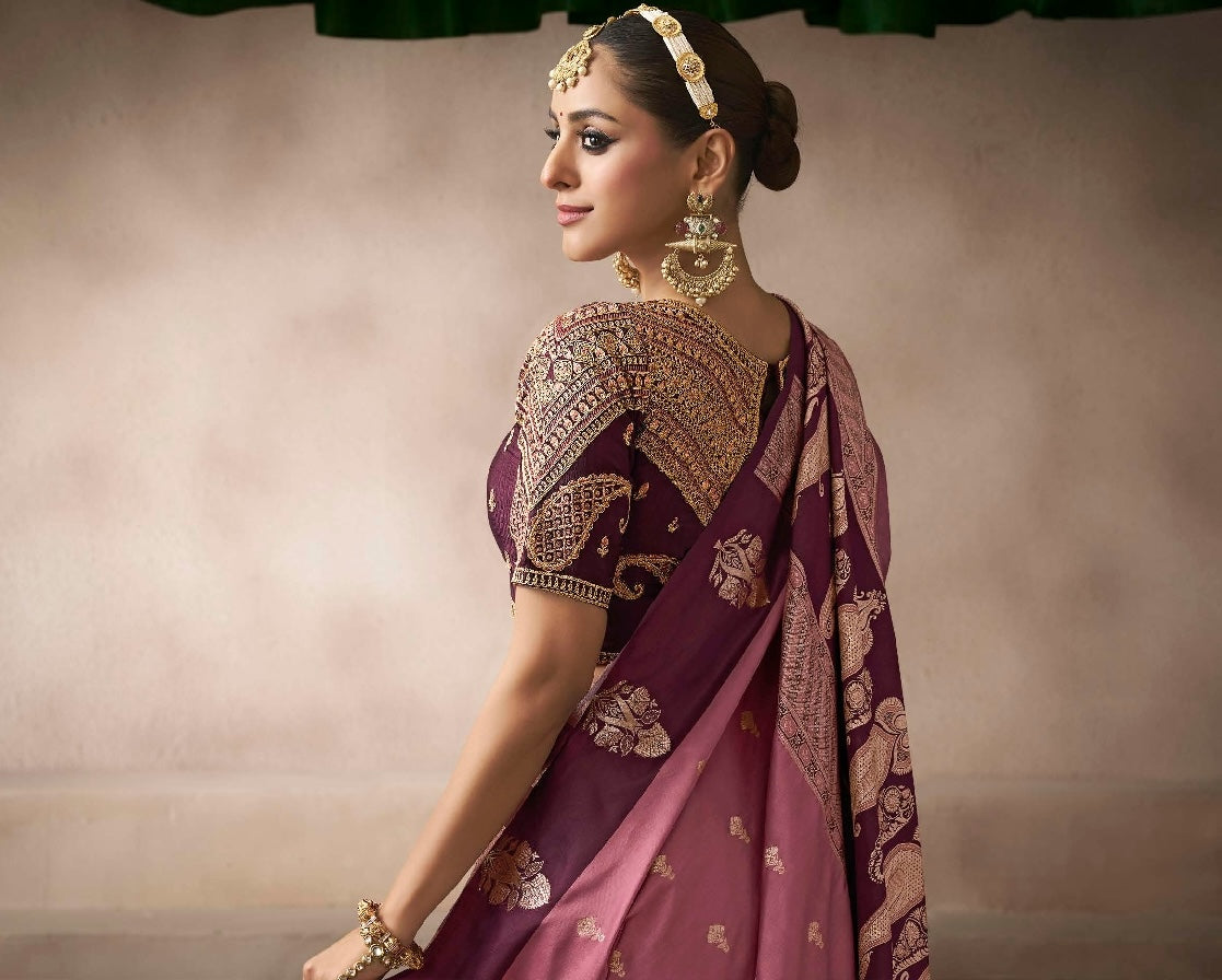 Mauve Color Designer Kanjivaram Readymade/Easy Saree