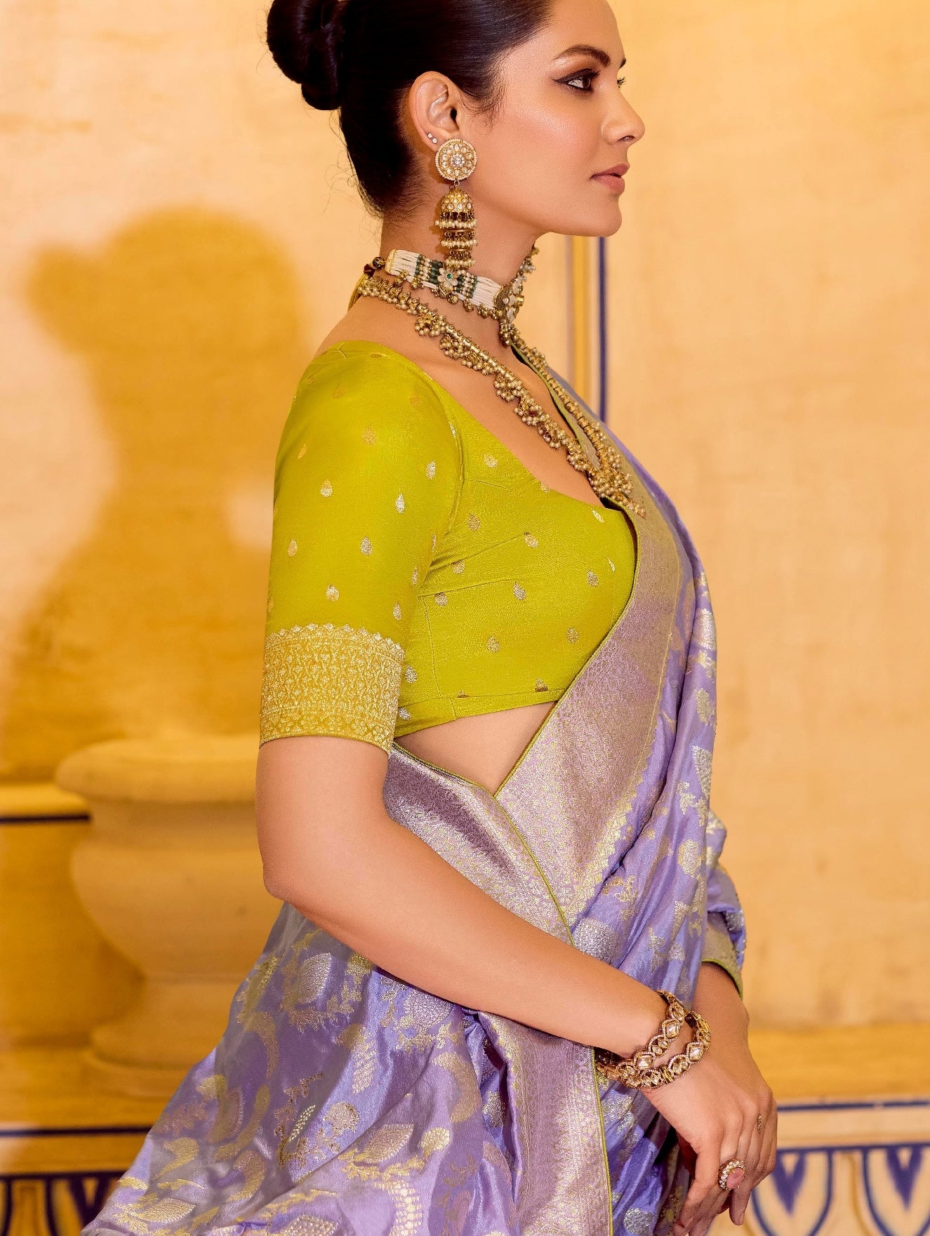 Lavender Designer Silk Readymade/Easy Saree