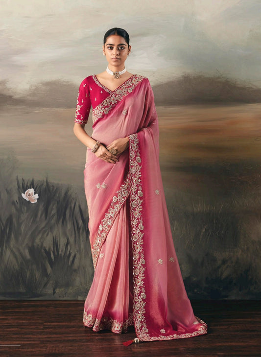 Pink Colour Party Wear Readymade Saree