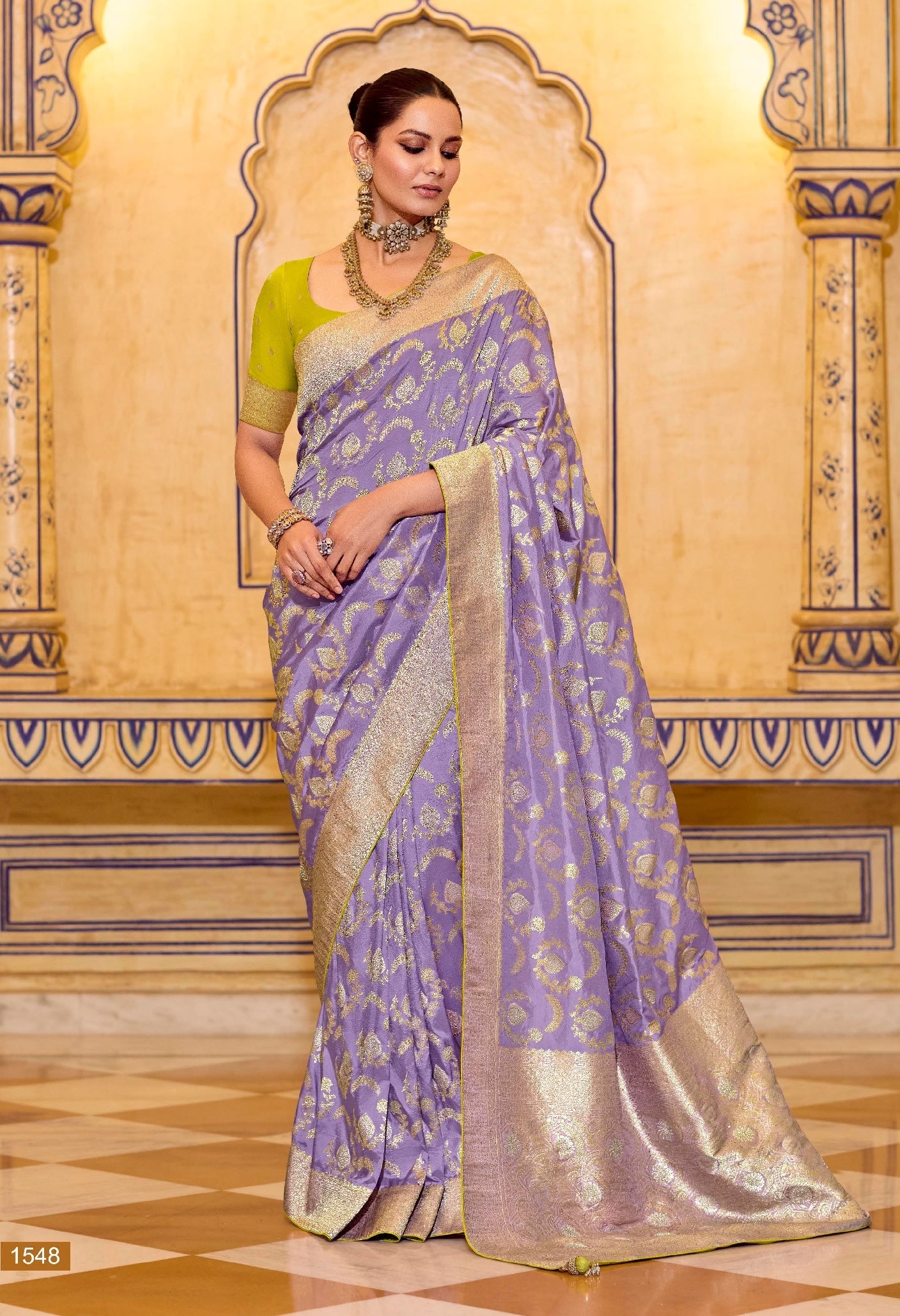 Lavender Designer Silk Readymade/Easy Saree
