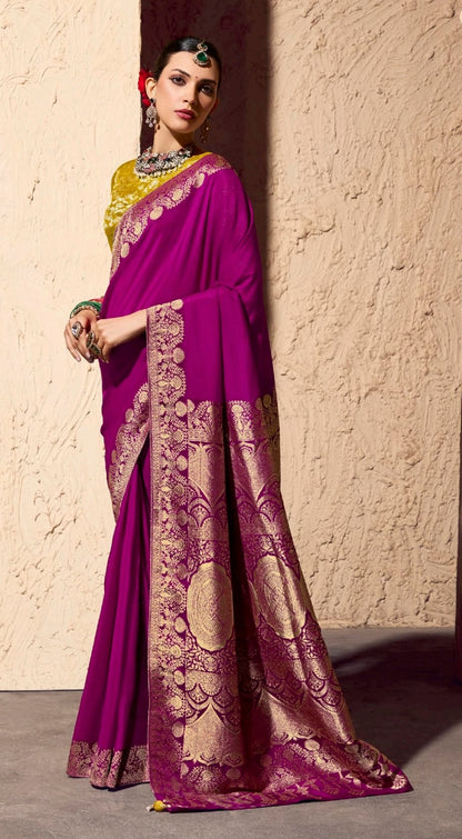 Magenta Designer Silk Readymade/Easy Saree