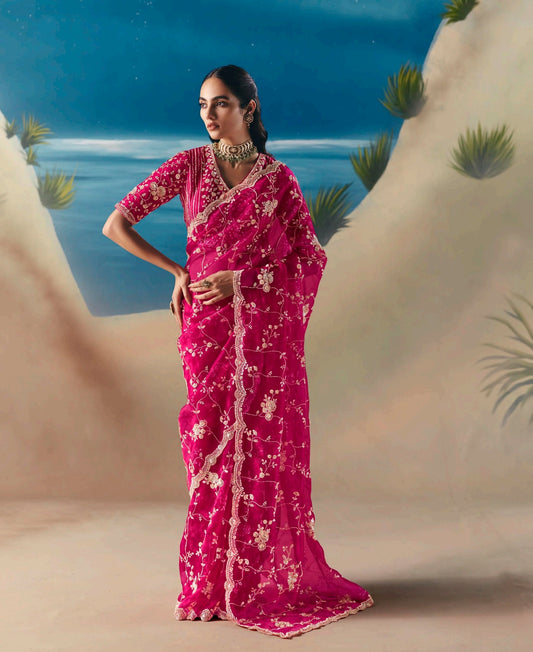 Pink Party Wear Readymade Saree