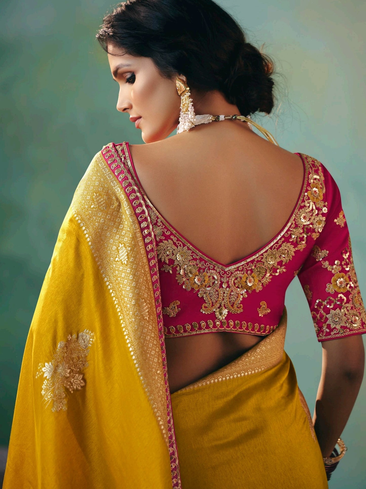 Mustard Designer Kanjivaram Silk Readymade/Easy Saree