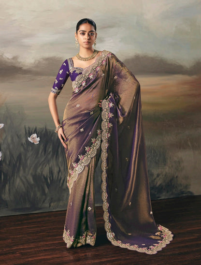 Purple Colour Party Wear Readymade Saree