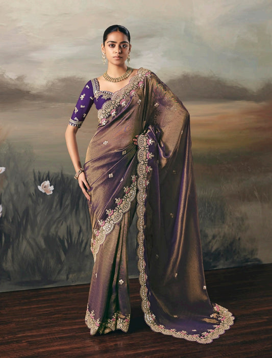 Purple Colour Party Wear Readymade Saree