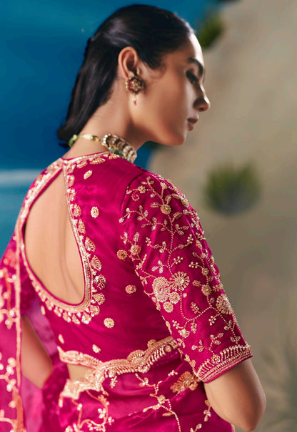 Pink Party Wear Readymade Saree