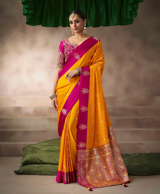 Yellow Color Designer Kanjivaram Readymade/Easy Saree
