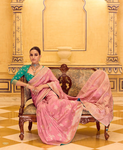 Peach Designer Silk Readymade/Easy Saree