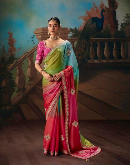 Multicolor Designer Silk Readymade/Easy Saree