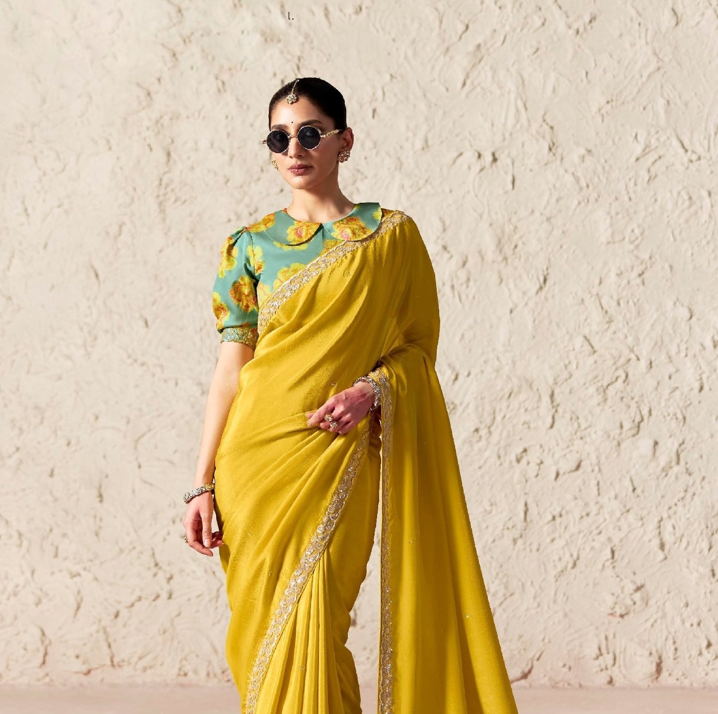 Yellow Fancy Tissue Silk Ready to wear/Easy Saree - Panaash Saree