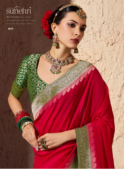 Red Designer Silk Readymade/Easy Saree