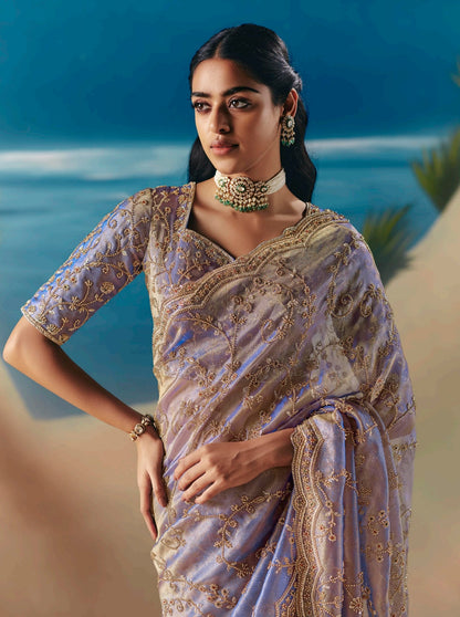 Lavender Colour Party Wear Readymade Saree