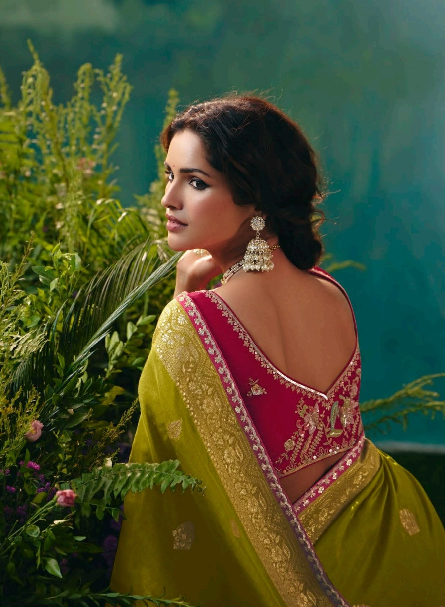 Green Designer Kanjivaram Silk Readymade/Easy Saree